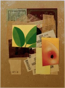 Untitled (Med bit äpple och gröna blad) av Kurt Schwitters