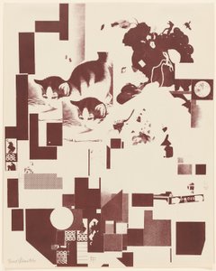 Utan titel, nr 5 av 6 ur portföljen Merz 3. Kurt Schwitters 6 litografier. Merz mapp. Första portföljen av Merz förlag (Merz 3. Kurt Schwitters 6 lithos. Merz Portfolio. Första portföljen av Merz Publisher) av Kurt Schwitters