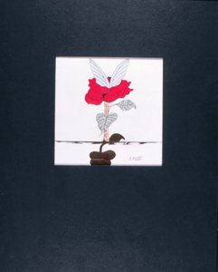 Blossoming Angel, 2005 (färgpenna och svart bläck på papper)