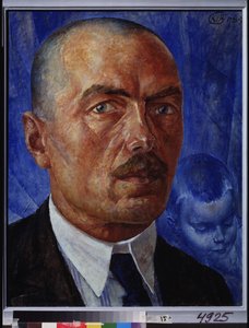 Självporträtt. Målning av Kuzma Sergeevich Petrov Vodkin (Petrov-Vodkin) (Kuzma Petrov Vodkin) (Petrov-Vodkin) (1878-1939), olja på duk av Kuzma Sergeevich Petrov-Vodkin