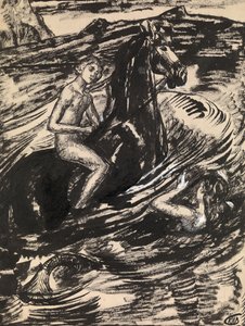 Illustration för The Princess of the Tide av Mikhail Lermontov av Kuzma Sergeevich Petrov-Vodkin