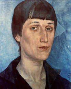 Porträtt av Anna Akhmatova, rysk poet av Kuzma Sergeevich Petrov-Vodkin