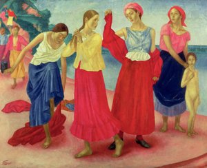 Unga kvinnor på Volga, 1915 av Kuzma Sergeevich Petrov-Vodkin