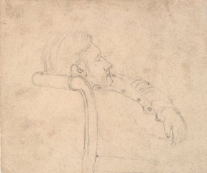 Sovande man på en soffa. Halvfigur av Laurits Andersen Ring