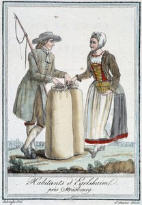 Invånare i Egelshaïm, nära Strasbourg - i "" Encyclopedia of travels"" av J. Grasset St Sauveur, Deron, Paris