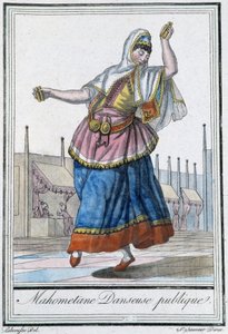 Muhammedansk offentlig dansare - i "" Encyclopédie des voyages"" av J. Grasset St Sauveur, red. Deroy, Paris av L.F. Labrousse