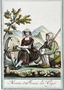 Man och kvinna från Vogeserna - i "" Encyclopedia of travels"" av J. Grasset St Sauveur, Deron, Paris av L.F. Labrousse