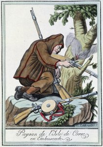 Bonde på Isle of Corsica i bakhåll - i "" Encyclopedia of travels"" av J. Grasset St Sauveur, Deron, Paris