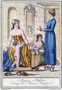 Offentliga bad för turkiska kvinnors bruk - i "" Encyclopedia of travels"" av J. Grasset St Sauveur, Deroy, Paris av L.F. Labrousse