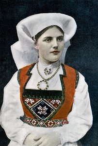 Kvinna i norsk folkdräkt, c1890 av L Boulanger