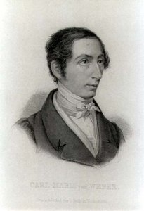 Porträtt av Carl Maria von Weber (1786-1826) tysk kompositör (gravyr) (s/v foto) av L. Holle