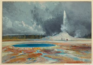 Tryck, Castle Geyser, Upper Geyser Basin, Yellowstone National Park av L. Prang and Company