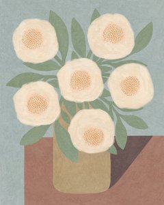 Vita blommor i gul vas, 2023 (digital)