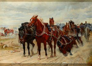 Patient Heroes, ett Royal Horse Artillery Gun Team i aktion, 1882 cirka av Lady Butler