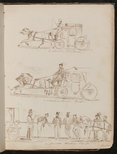 Studier av "en taxichaufför från London", "en Cittadine-förare - Genua" och "ett genuesiskt Cittadine-ställ", daterat "26/61 juni" av Lady Butler