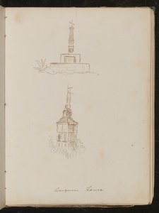 Två arkitektoniska studier av monument, plats noterad som "avignon - Frankrike" av Lady Butler