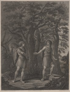 Illustration från "Palamon and Arcite", tryck gjord av Francesco Bartolozzi 1797 (stippstick) av Lady Diana (after) Beauclerk
