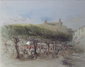 Marknaden, Cannes (akvarell) av Lady Honoria Cadogan