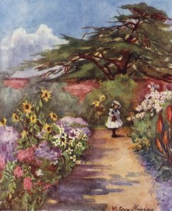 Old English Garden, Brockwell Park (färg litho)