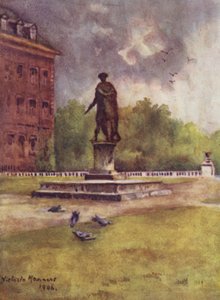 Staty av Charles II, Chelsea Hospital (färg litho)