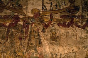 Basrelief från templet Derr, Nedre Nubien, Egypten, egyptisk civilisation, Nya kungariket, dynasti XIX