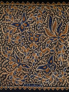 Batik med traditionell fjäril och blomdekoration, Java, Indonesien, detalj