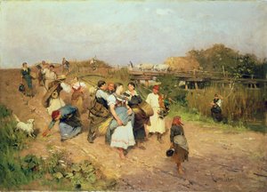 Skördare på väg hem, 1881 av Lajos Deak Ebner