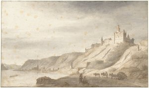 Rheinfels slott nära St. Goar vid Rhen av Lambert Doomer