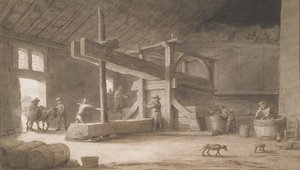 Vinpress av Monsieur Dittyl, utanför Nantes, ca 1670 (penna och bläck med tvätt på papper)
