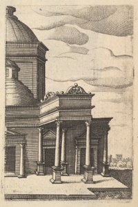 Delvis vy av en byggnad [Venus tempel] från serien 