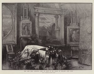 The Late Lord Leighton ligger i staten i sin studio i Holland Park Road