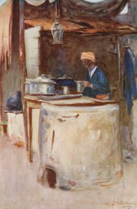 Egyptens folk: A Public Cook, Tabak Omumi (färglitografi) av Lance Thackeray