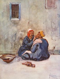 Människor i Egypten: Barberare, Hallaq (färglitografi) av Lance Thackeray