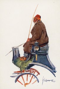 Folk i Egypten: Cabman, Arbaghi (färglitografi) av Lance Thackeray