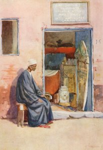 Folket i Egypten: Säljare av antikviteter, Baia Antikat (färglitografi) av Lance Thackeray