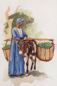 Människor i Egypten: Grönsaksförsäljare, Khodari (färglitografi) av Lance Thackeray