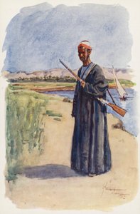 Folket i Egypten: Väktare, Gaffir (färglitografi) av Lance Thackeray