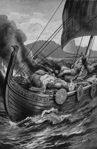 En vikings begravning (litho)