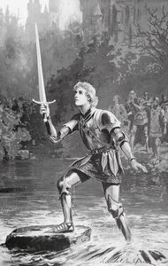 Galahad lyfte svärdet ganska lätt (litografi) av Lancelot Speed