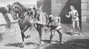 Hans mor skickade en vacker häst och en fin rustning till Gareth (litografi) av Lancelot Speed