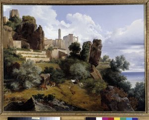 Utsikt över Roquebrune, Italien (olja på duk)
