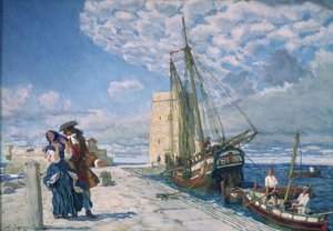 Gå längs pirpromenaden, 1908