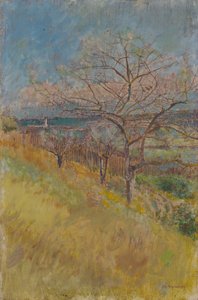 Dal med träd i blom, 1890-1900 av Laszlo Mednyanszky