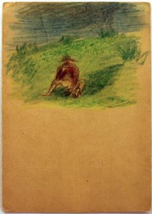Untitled (man sitter på äng) av Laszlo Moholy Nagy