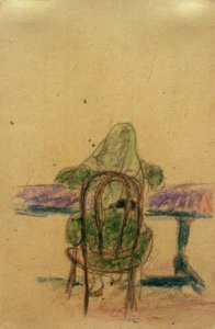 Untitled (flicka som sitter vid bordet, bakifrån) av Laszlo Moholy Nagy