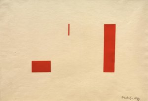 Namnlös (röd collage / röd självhäftande bild) av Laszlo Moholy Nagy