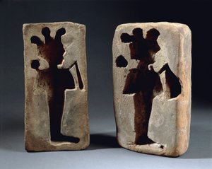 Två formar av Osiris-figur, från Abydos av Late Period Egyptian
