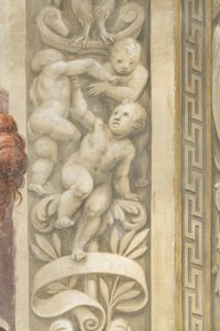 Putti, dekorationer runt fönstren (fresk)