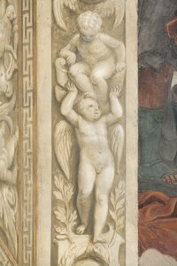 Putti, dekorationer runt fönstren (fresk)