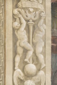 Putti, dekorationer runt fönstren (fresk)